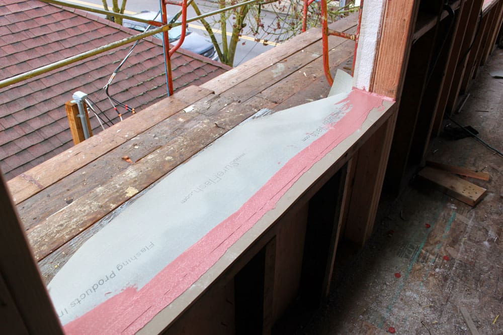 Transition membrane going in at Glasswood