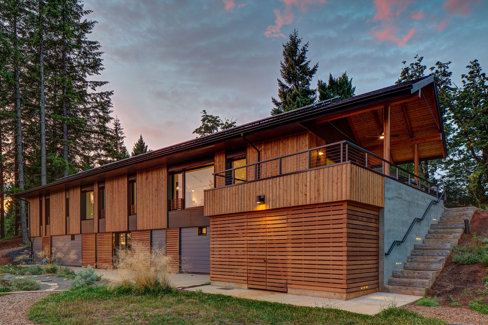 Pumpkin Ridge Passive House at Dusk in Oregon