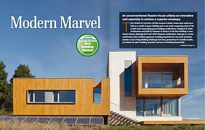GreenBuilder magazine article about H&H Green Home of the Year award for Karuna House