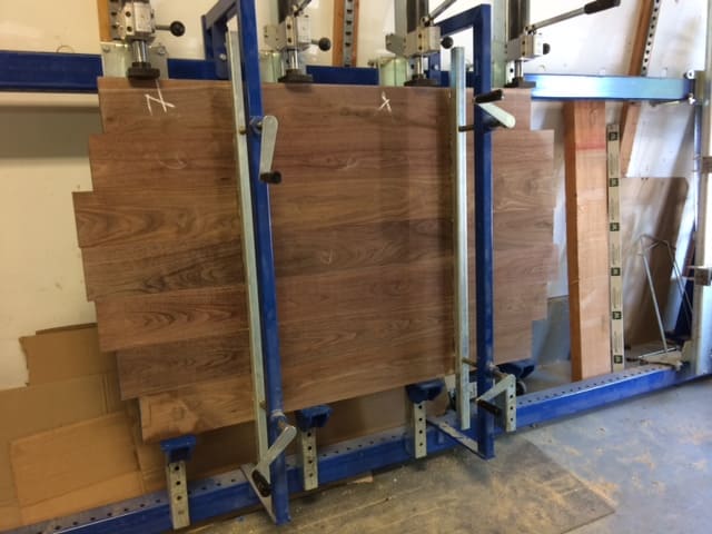 Counter Wood Boards Being Laminated Together