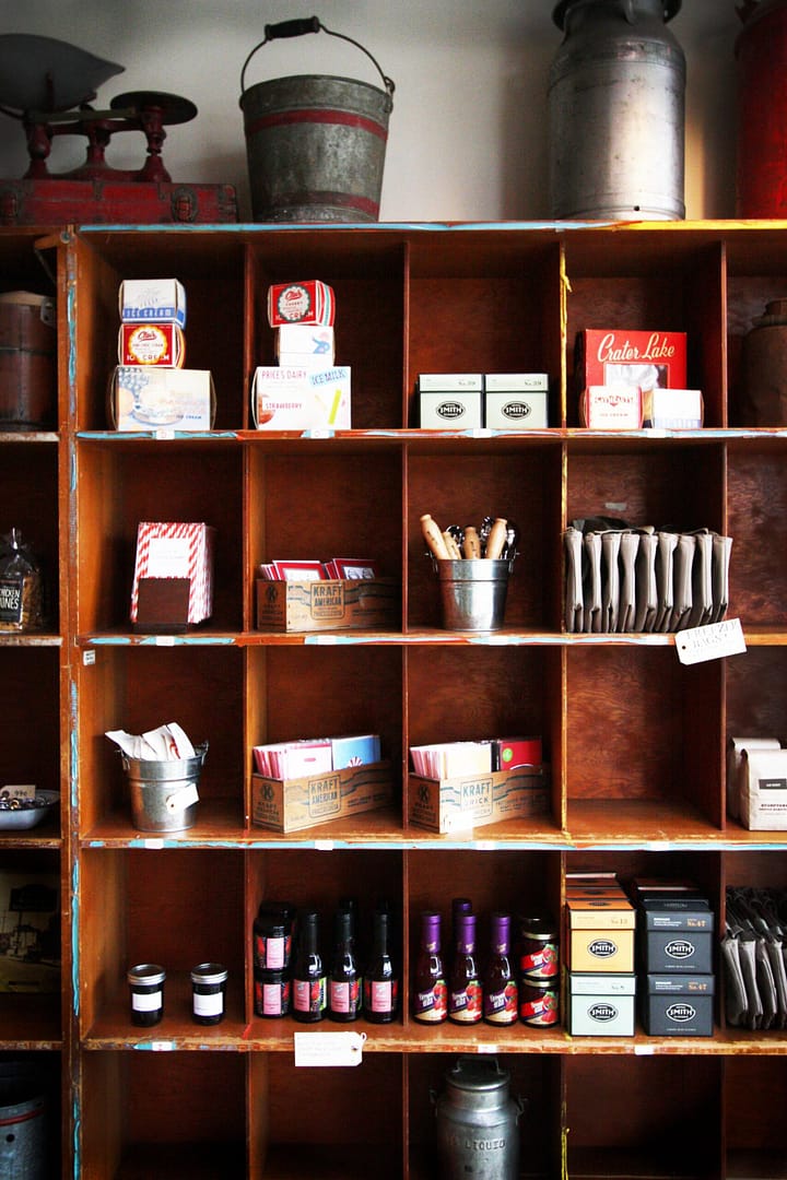 Shelving in Salt & Straw Scoop Shop Commercial Remodel