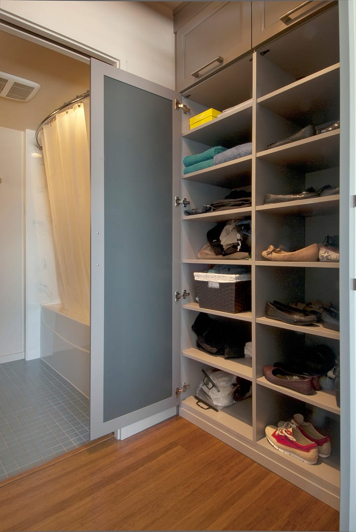 Bedroom Closet Open in Seattle Condo Remodel