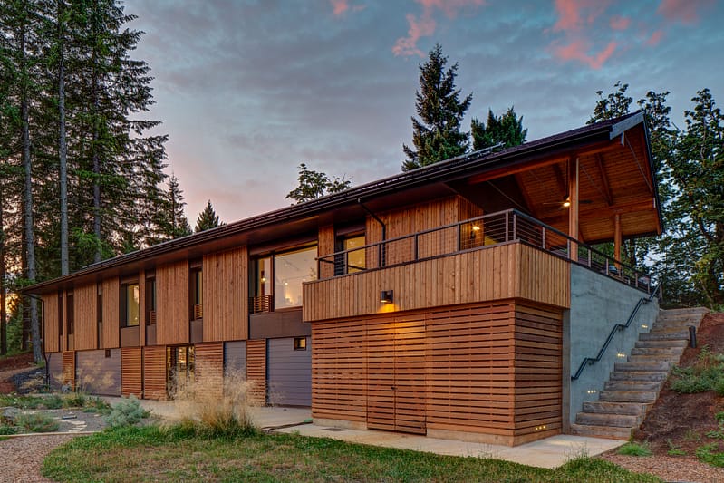 Pumpkin Ridge Passive House at Dusk in Oregon