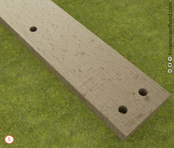 Deck Ledgers Detail 5 Drill Pilot Holes in the PT Ledger Board | Hammer & Hand