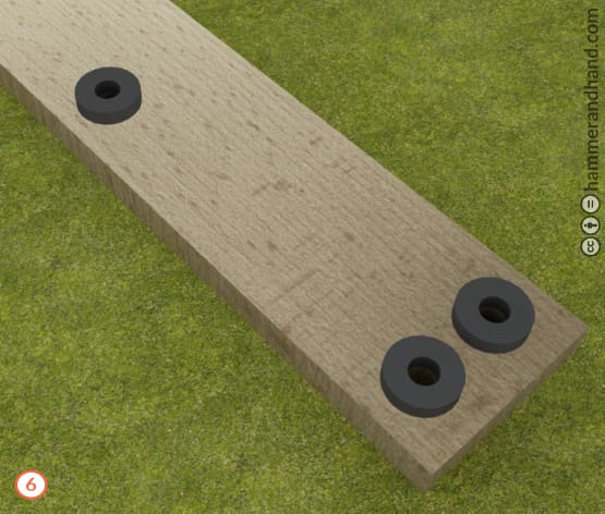 Deck Ledgers Detail 6 Center Spacers Over Bolt Holes | Hammer & Hand